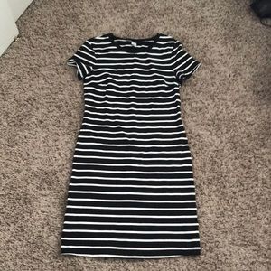 black and white striped dress